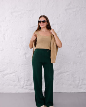 triko pantolon zümrüt