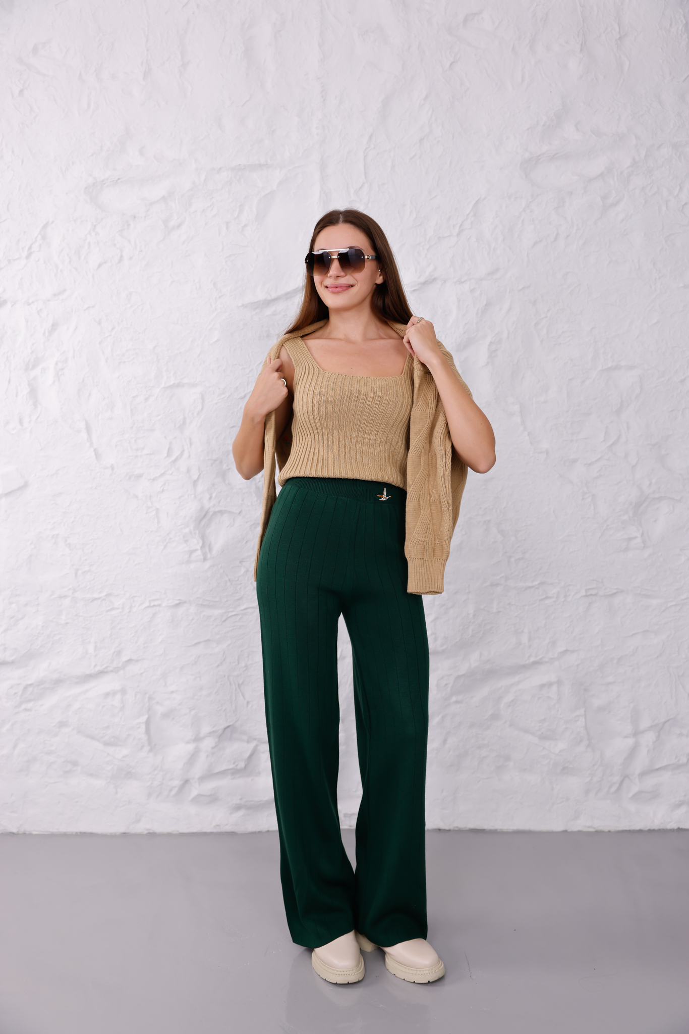 triko pantolon zümrüt