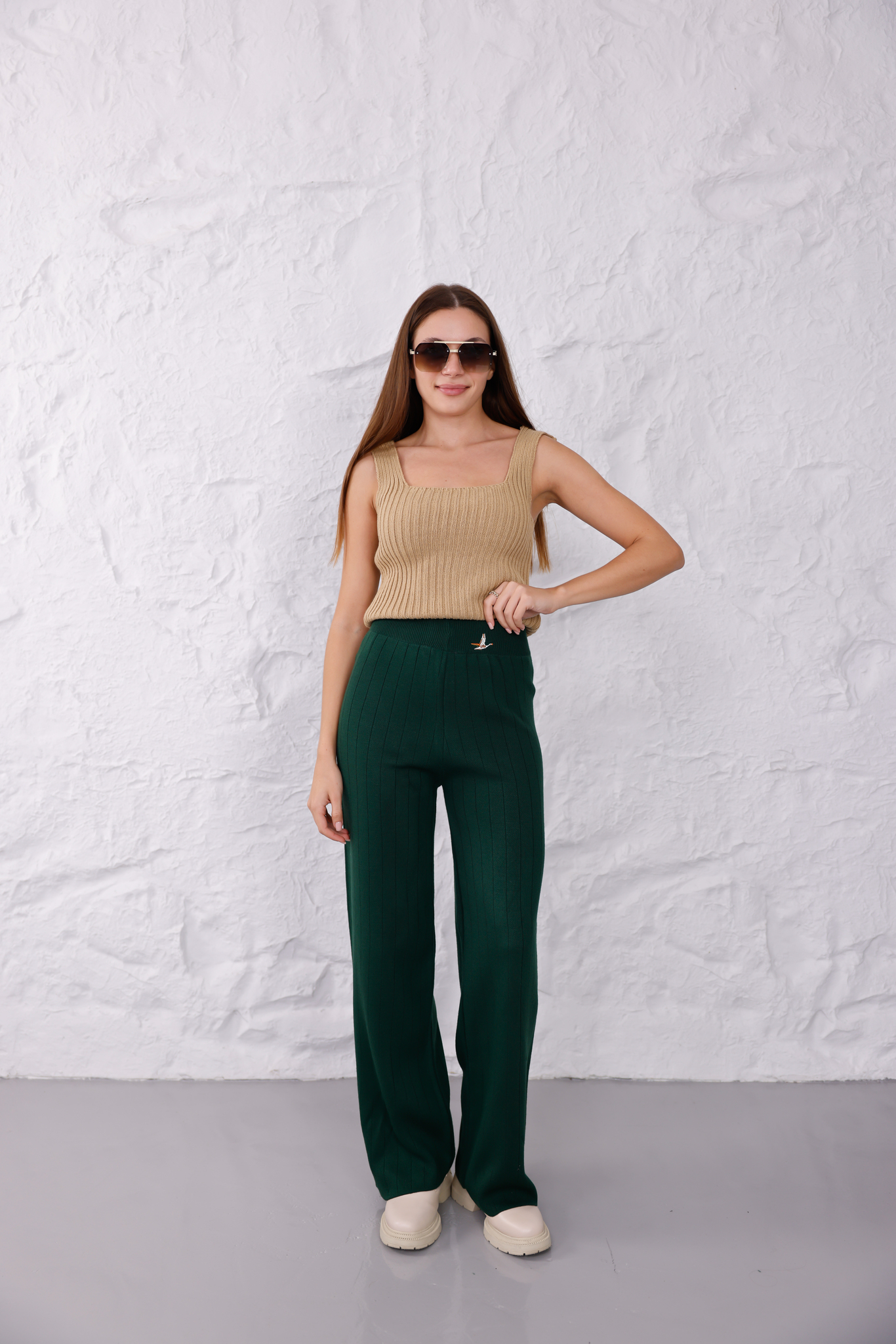 triko pantolon zümrüt